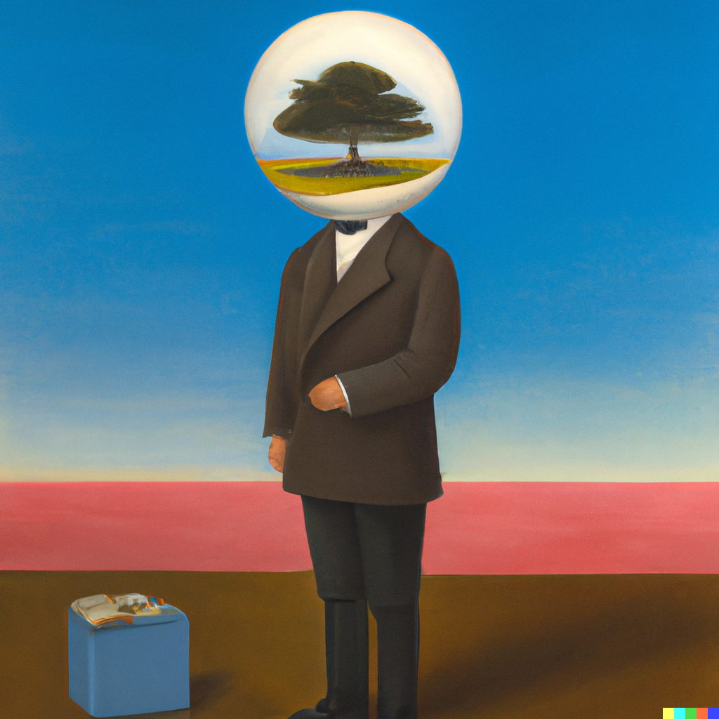 DALL·E 2022-12-04 17.03.10 - living in perpetual now by rene magritte, oil on canvas